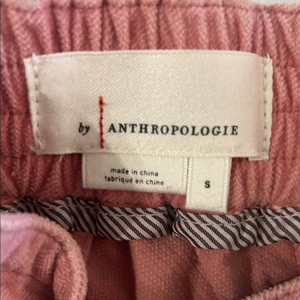 Anthropologie pink corduroy trousers